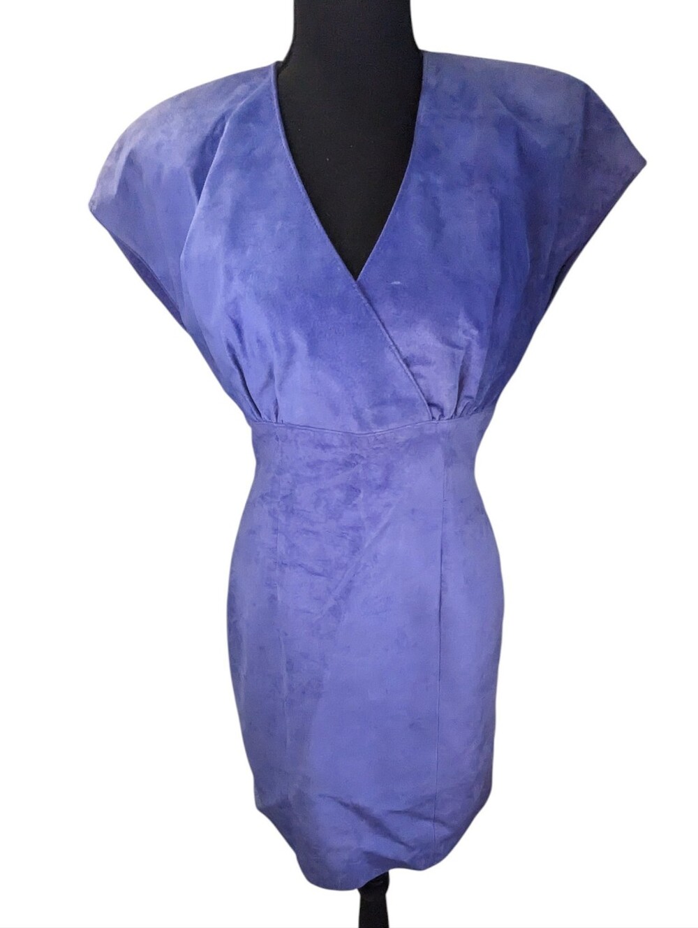 Danier Suede Violet Faux  Wrap Midi Dress Retro Size Medium Flaw